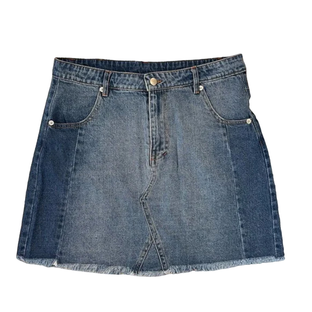 Altar'd State Two-Tone Blue Denim Mini Skirt